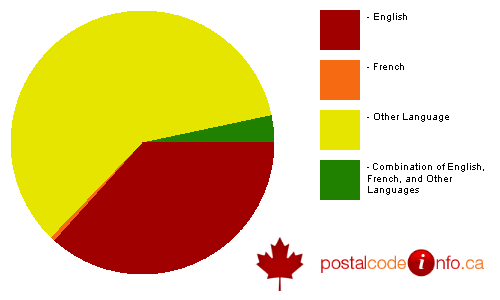 Breakdown of languages spoken in households in Richmond, BC