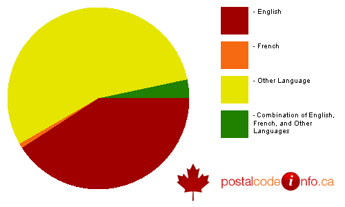 Breakdown of languages spoken in households in Richmond Hill, ON