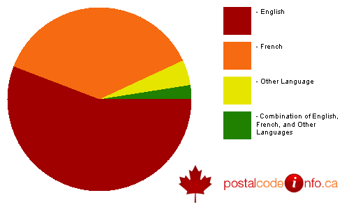 Breakdown of languages spoken in households in Timmins, ON